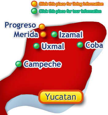 yucatan peninsula map of places to live and visit