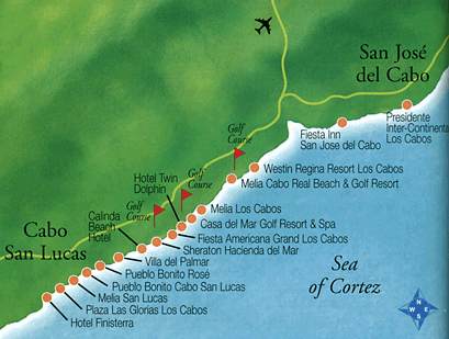 Map Of Cabo San Lucas Resorts - Wynne Karlotte